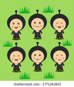 Cute Ninja icon in flat design