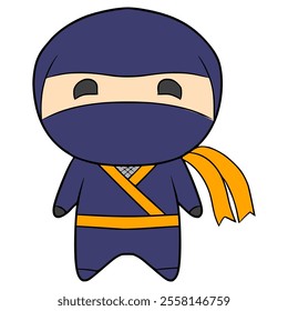 Cute ninja illustration hand drawn isolated vector