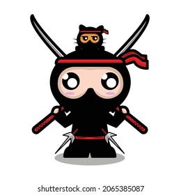 Cute Ninja with Kitten New