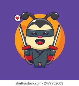 Cute ninja ladybug cartoon vector illustration. Vector cartoon Illustration suitable for poster, brochure, web, mascot, sticker, logo and icon.