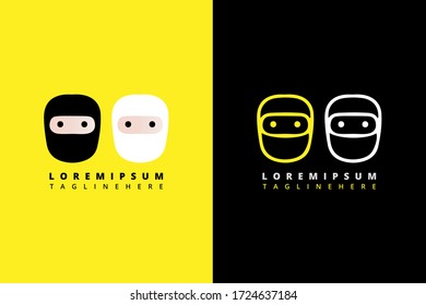 Cute Ninja logo design concept. Flat, modern minimalist, and simple elegant style. 