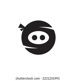 Cute Ninja Logo Design Vector Circle