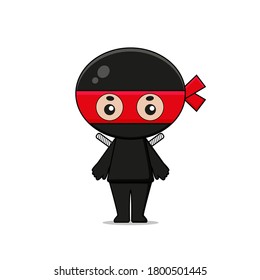 Cute Ninja Mascot Character with weapon