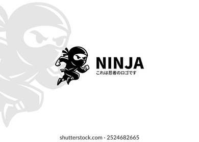 Design de logotipo de mascote ninja bonito em estilo de desenhos animados