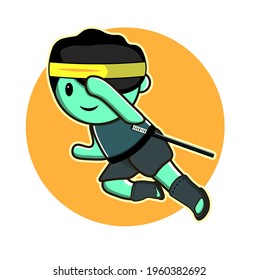 cute ninja mascot logo illustration