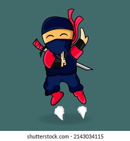 cute ninja mascot vector illustration. 