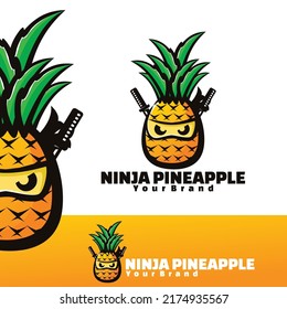 Cute ninja pineapple logo art illustration