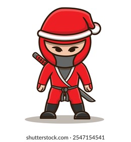 Cute Ninja with Santa costume in vector