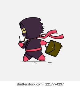 Cute ninja in school activity. Subject school design vector.