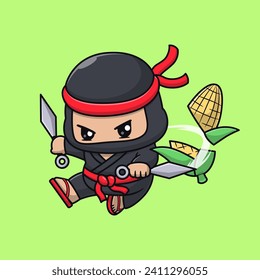Cute Corn Ninja Slash con icono del vector de dibujos animados Kunai
Ilustración. Gente Concepto de icono de comida Aislado Premium
Vector. Estilo de dibujo plano