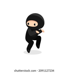 Cute ninja snaking. Vector illustration isolated on white background 