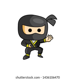 cute ninja standing mascot logo design illustration