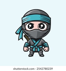 Bonito Ninja guerreiro ilustração mascote