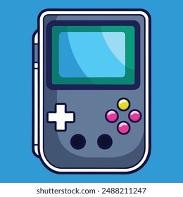 Cute Nintendo Game Boy Console Game Over Sign Vector Illustration. Gaming Mascot Logo. Character. Retro. Old. Flat Cartoon Style Suitable for Web Landing Page, Banner, Flyer, Sticker, Card, Background