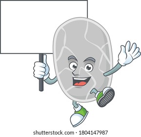 Cute nitrospirae mascot design smiling with rise up a board. Vector illustration