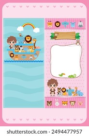 Cute Noah's Ark Animals Vector Invitation paper