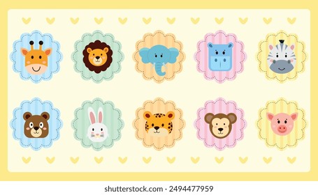 Cute Noah's Ark Animals Vector Invitation paper