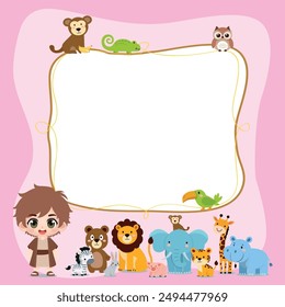 Cute Noah's Ark Animals Vector Invitation paper