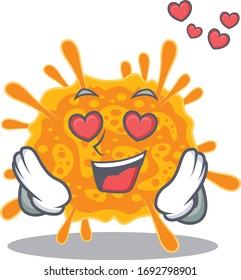 Cute nobecovirus cartoon character has a falling in love face