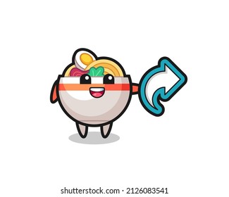 cute noodle bowl hold social media share symbol , cute style design for t shirt, sticker, logo element