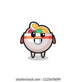 cute noodle bowl mascot with an optimistic face , cute style design for t shirt, sticker, logo element