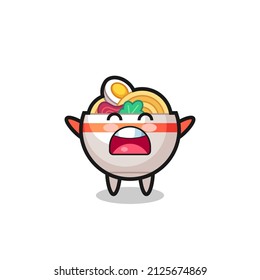 cute noodle bowl mascot with a yawn expression , cute style design for t shirt, sticker, logo element