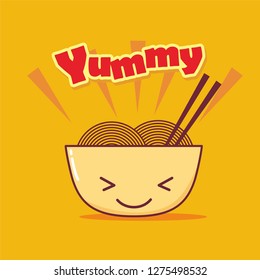 Cute noodle character vector illustration 