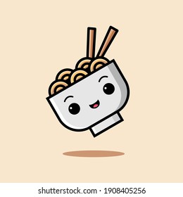 Cute noodle icon cartoon illustration