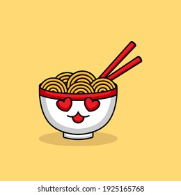 Cute noodle ramen head cute expression mascot design