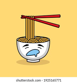 Cute noodle ramen head cute expression mascot design