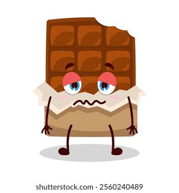 cute nope expression of bite chocolate bar character
