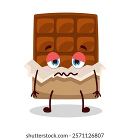 cute nope expression of bite chocolate bar character
