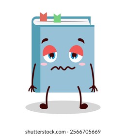 cute nope expression of blue book cartoon character
