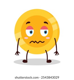 cute nope expression of coin cartoon character