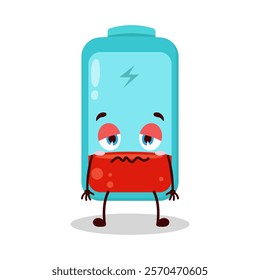 cute nope expression of empty battery cartoon character
