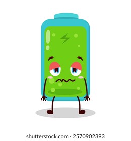 cute nope expression of full battery cartoon character
