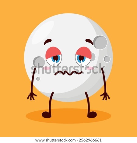 cute nope expression of moon cartoon character
