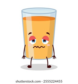 cute nope expression of orange juice cartoon character