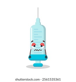 cute nope expression of syringe cartoon character
