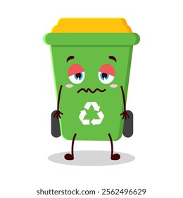 cute nope expression of trash bin cartoon character
