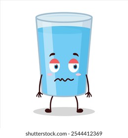 cute nope expression of water in glass cartoon character