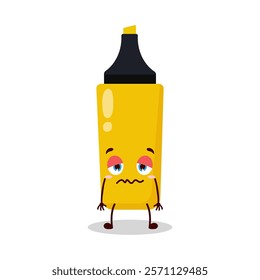 cute nope expression of yellow highlighter cartoon character
