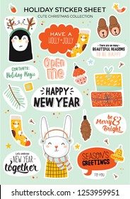 Cute nordic autumn and winter elements. Isolated on background. Motivational typography of hygge quotes. Scandinavian style illustration good for stickers, labels, tags, cards, posters. Vector