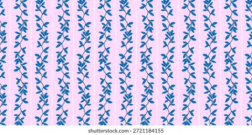 Cute Nordic flower pattern combining leaves and blossoms in a balanced, trendy design. Works well for wallpaper, fabric collections, and summer surface graphics.