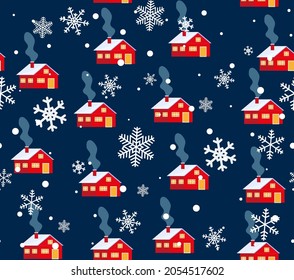 Cute nordic pattern with houses, vector illustration Eps 10