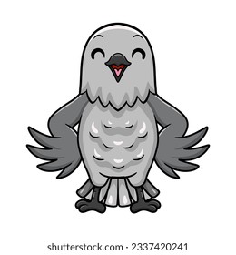 Cute northern mockingbird cartoon posing
