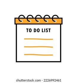 Cute Note icon to do list document symbol, sticker for school elements decoration vector illustration isolated on white background