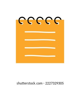 Cute Note icon to do list document symbol, sticker for school elements decoration vector illustration isolated on white background