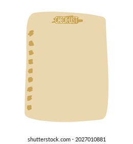 Cute note for notes. Flat illustration of letterhead. Check list. Vector illustration 