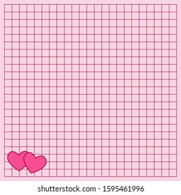 Cute note paper with a heart. The Square writing book leaf with a hearts.